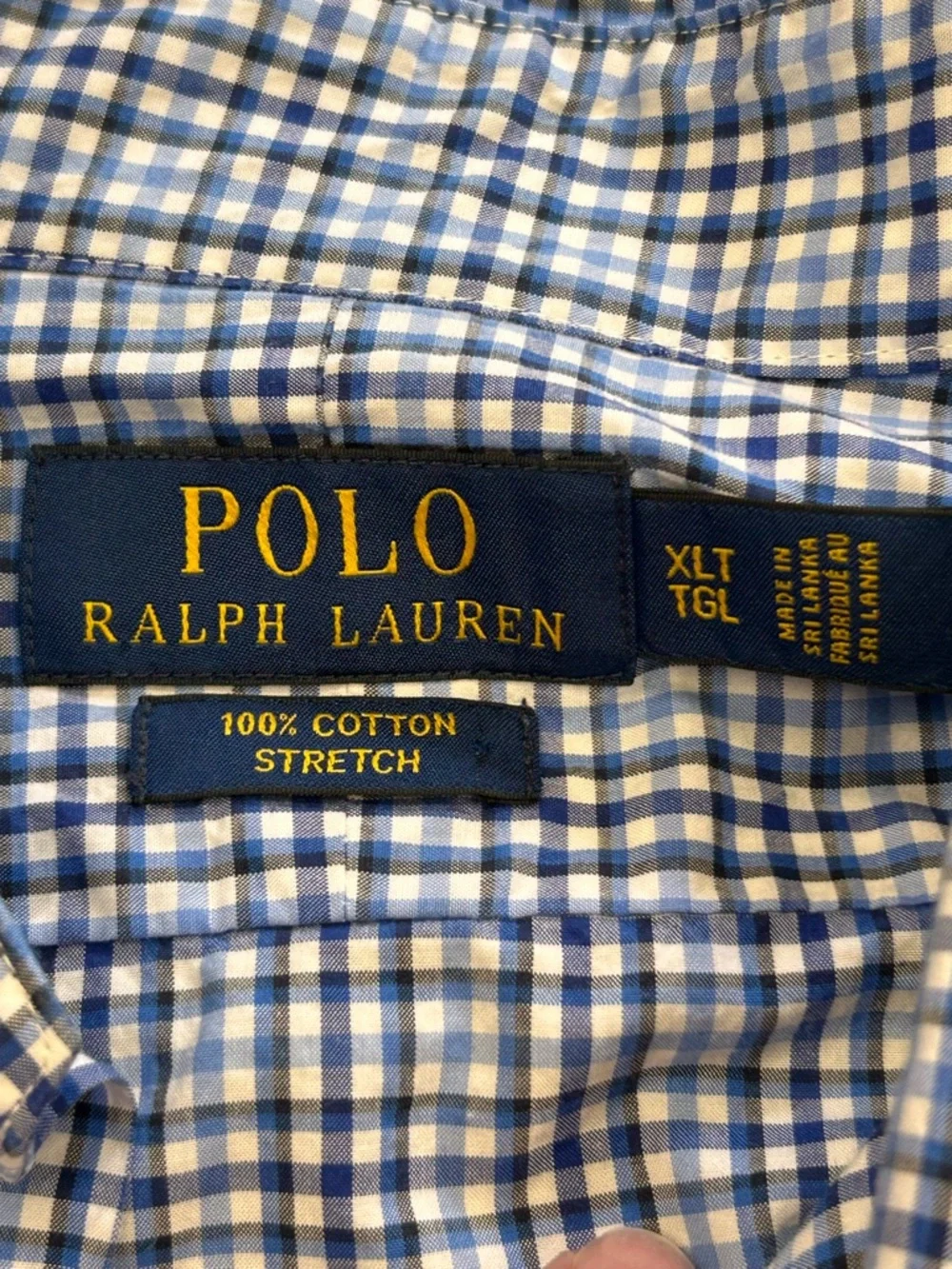 Polo Ralph Lauren Men’s XLT Blue Navy White Plaid‎ Checker Button Down L/S Shirt